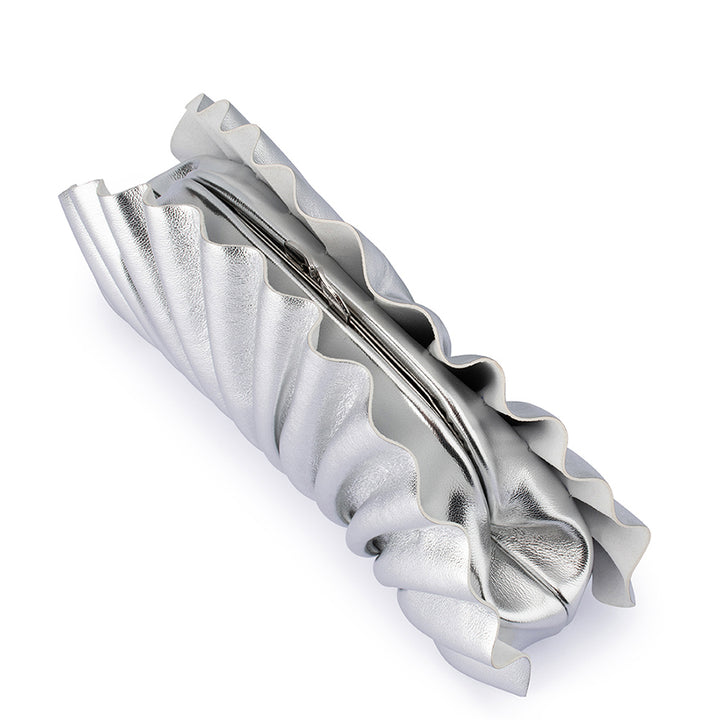 HOLLIE PLEATED CLUTCH - SILVER
