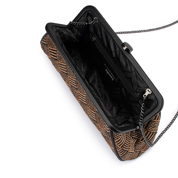LOIS WOVEN FRAME BAG - BLACK