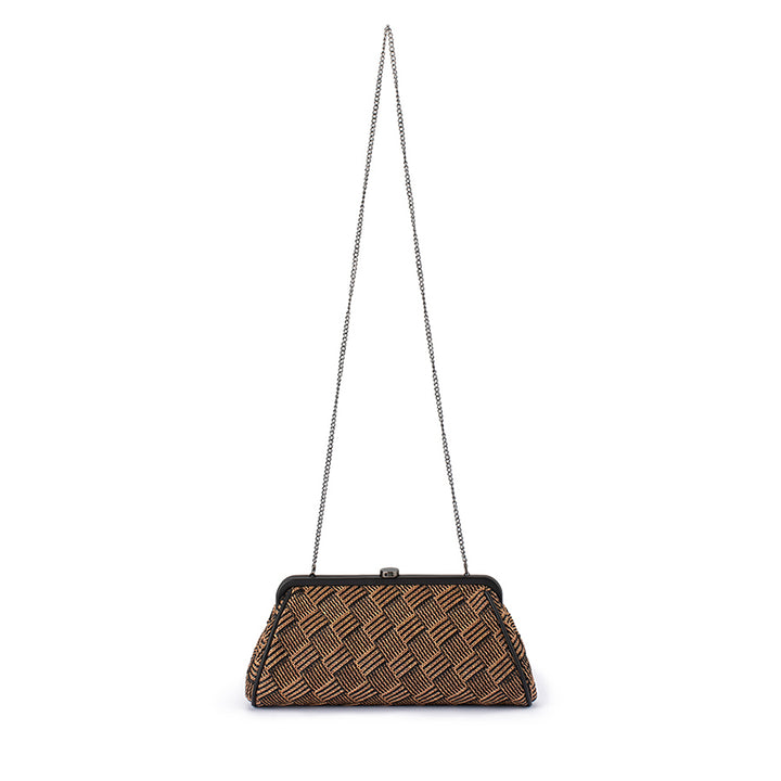 LOIS WOVEN FRAME BAG - BLACK