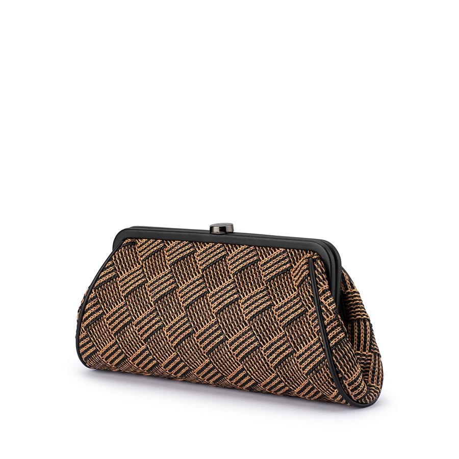 LOIS WOVEN FRAME BAG - BLACK