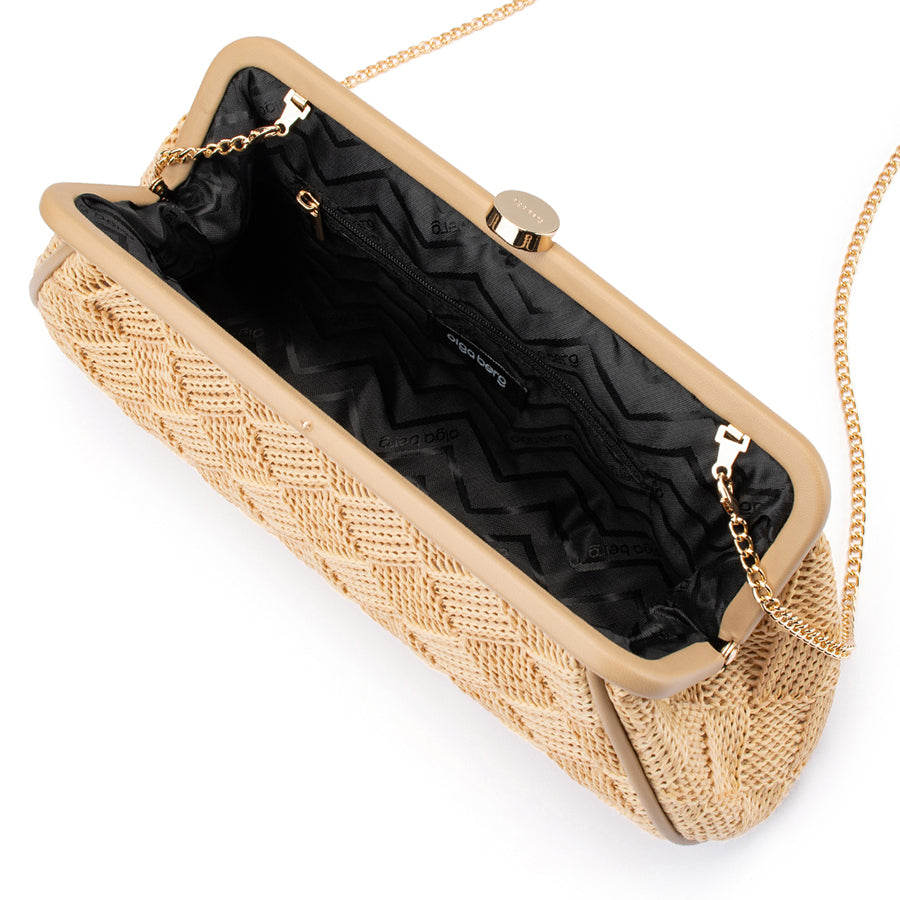 LOIS WOVEN FRAME BAG - NATURAL