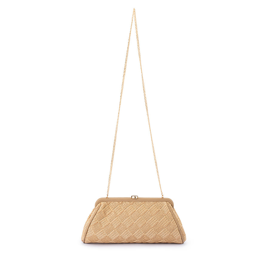 LOIS WOVEN FRAME BAG - NATURAL