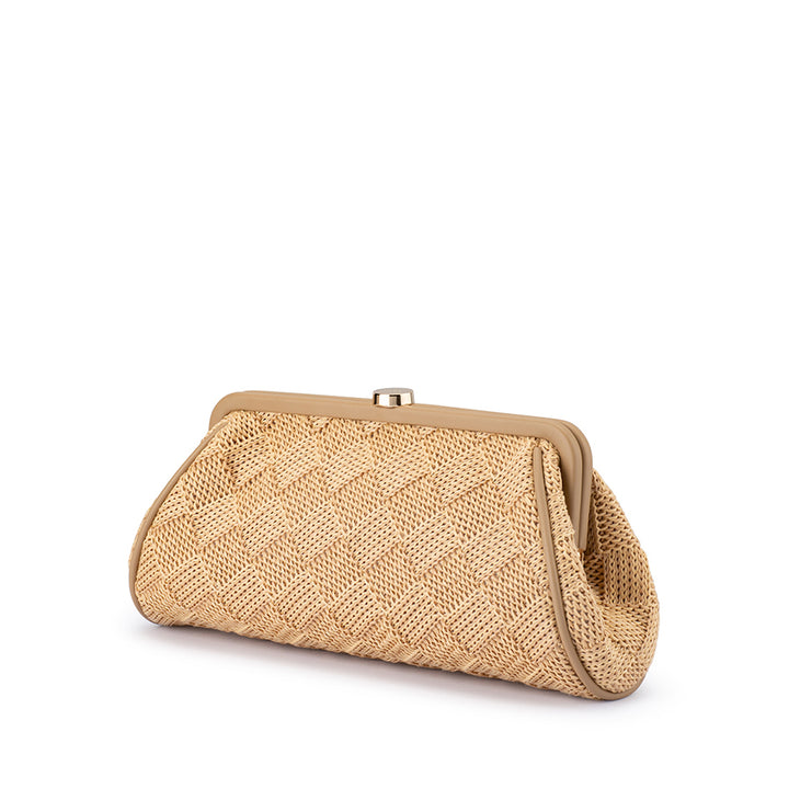 LOIS WOVEN FRAME BAG - NATURAL