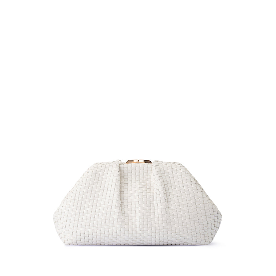MARTINIQUE WOVEN CLUTCH - WHITE