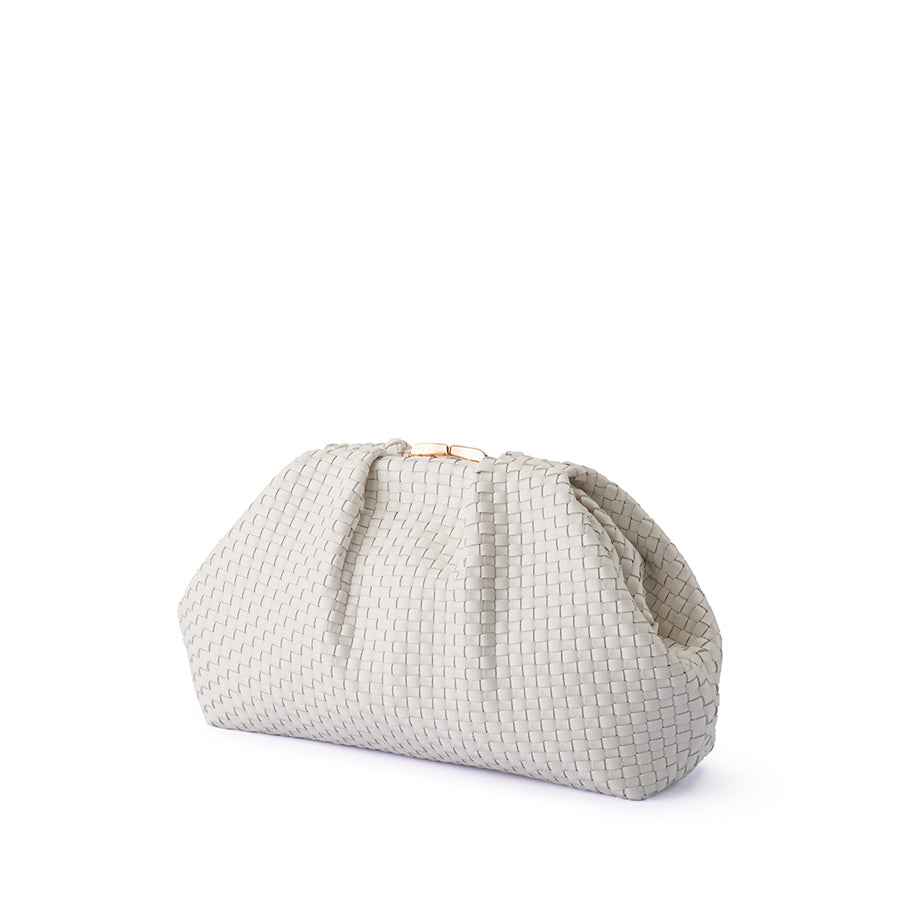 MARTINIQUE WOVEN CLUTCH - WHITE