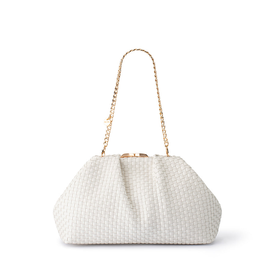 MARTINIQUE WOVEN CLUTCH - WHITE
