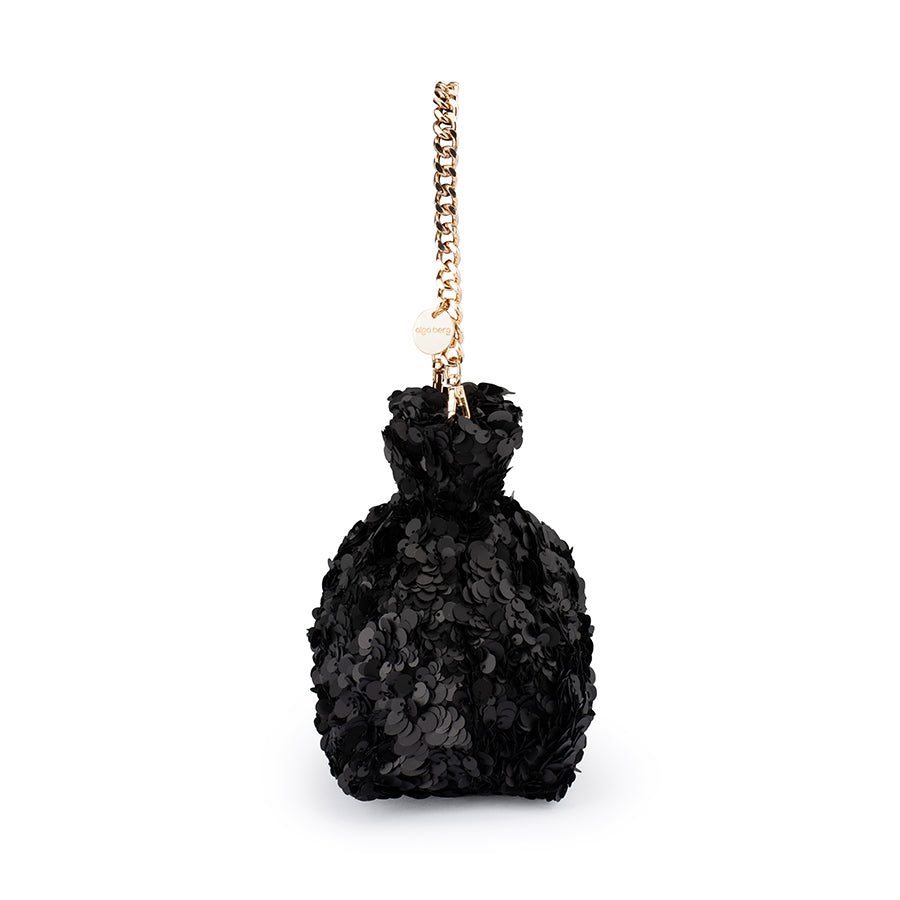MATTIE SEQUIN POUCH - BLACK