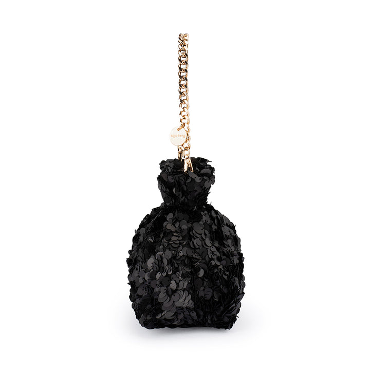 MATTIE SEQUIN POUCH - BLACK