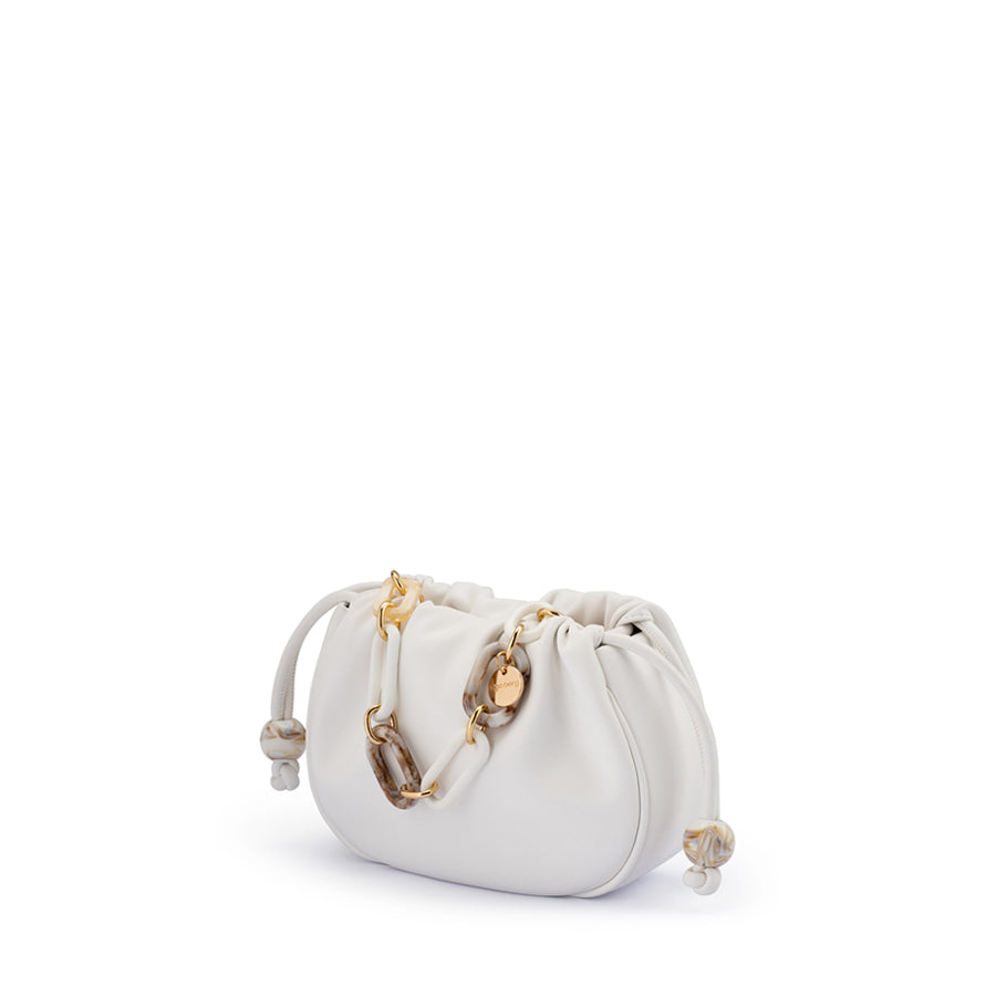 MAVIS ACRYLIC HANDLE POUCH - WHITE