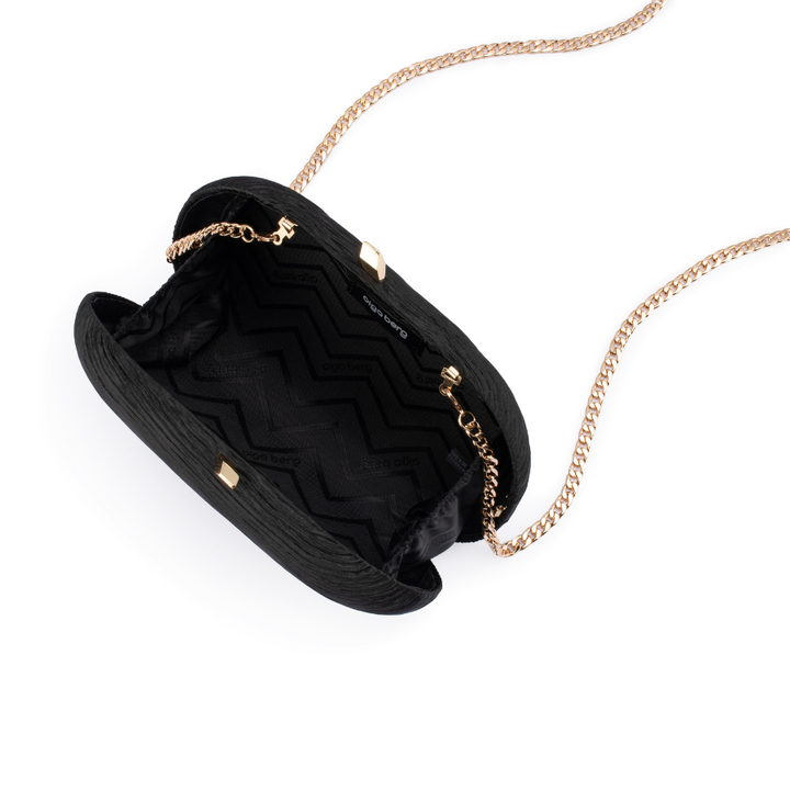 NATALIE PLEATED OVAL CLUTCH - BLACK