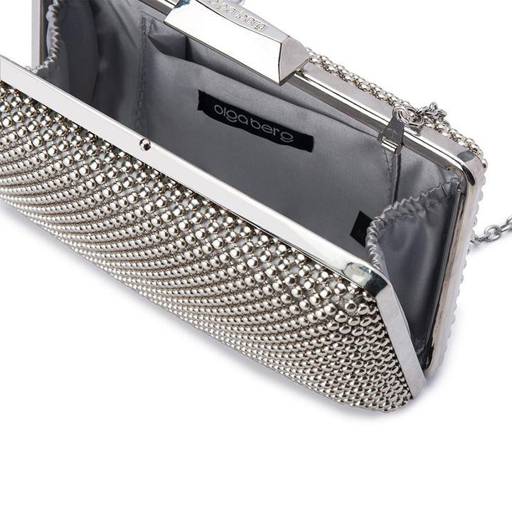 NATASHA BALL MESH CLUTCH - SILVER