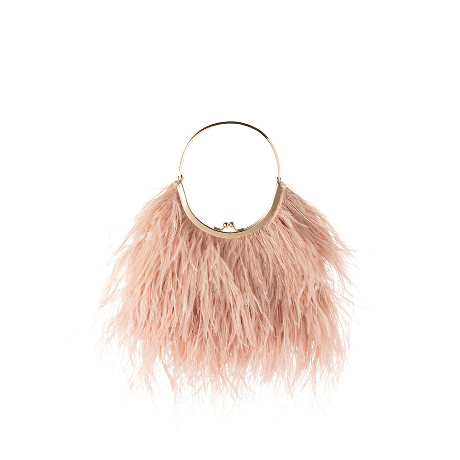 PENNY FEATHERED FRAME BAG - BLUSH