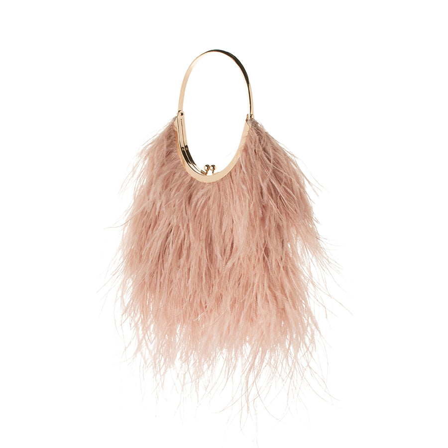 PENNY FEATHERED FRAME BAG - BLUSH