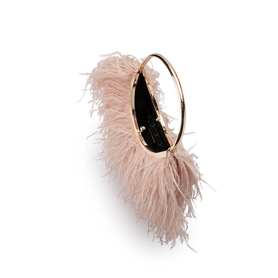 PENNY FEATHERED FRAME BAG - BLUSH