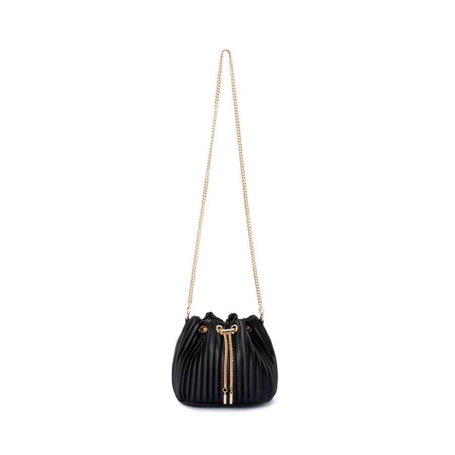 REMI PLEATED DRAWSTRING BAG - BLACK