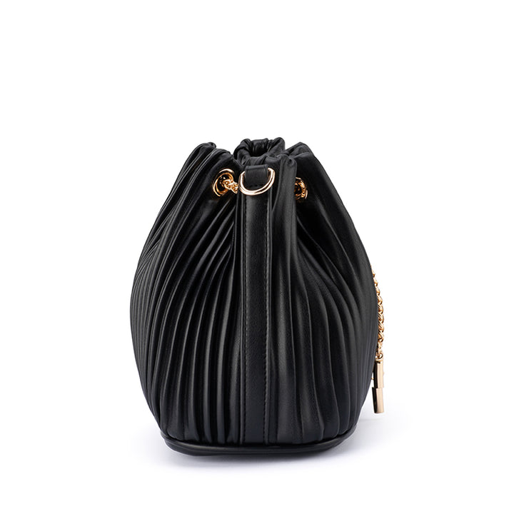 REMI PLEATED DRAWSTRING BAG - BLACK