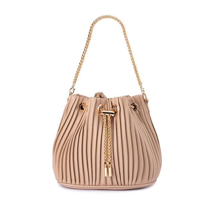 REMI PLEATED DRAWSTRING BAG - NATURAL