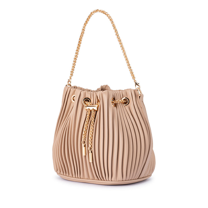 REMI PLEATED DRAWSTRING BAG - NATURAL