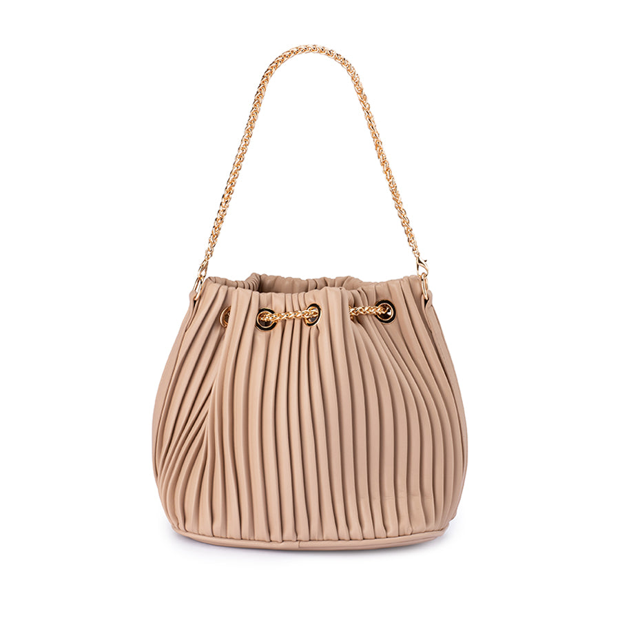 REMI PLEATED DRAWSTRING BAG - NATURAL