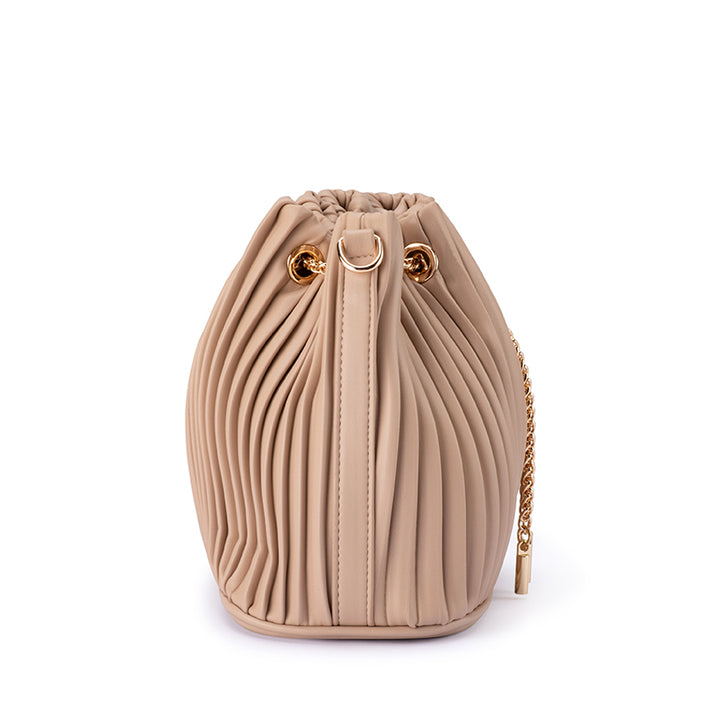 REMI PLEATED DRAWSTRING BAG - NATURAL