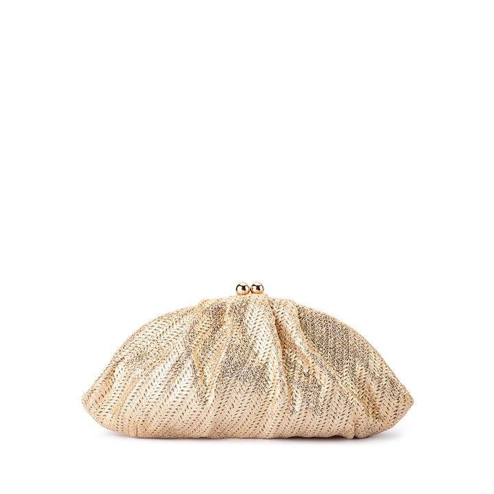 RITA WOVEN CLUTCH - GOLD