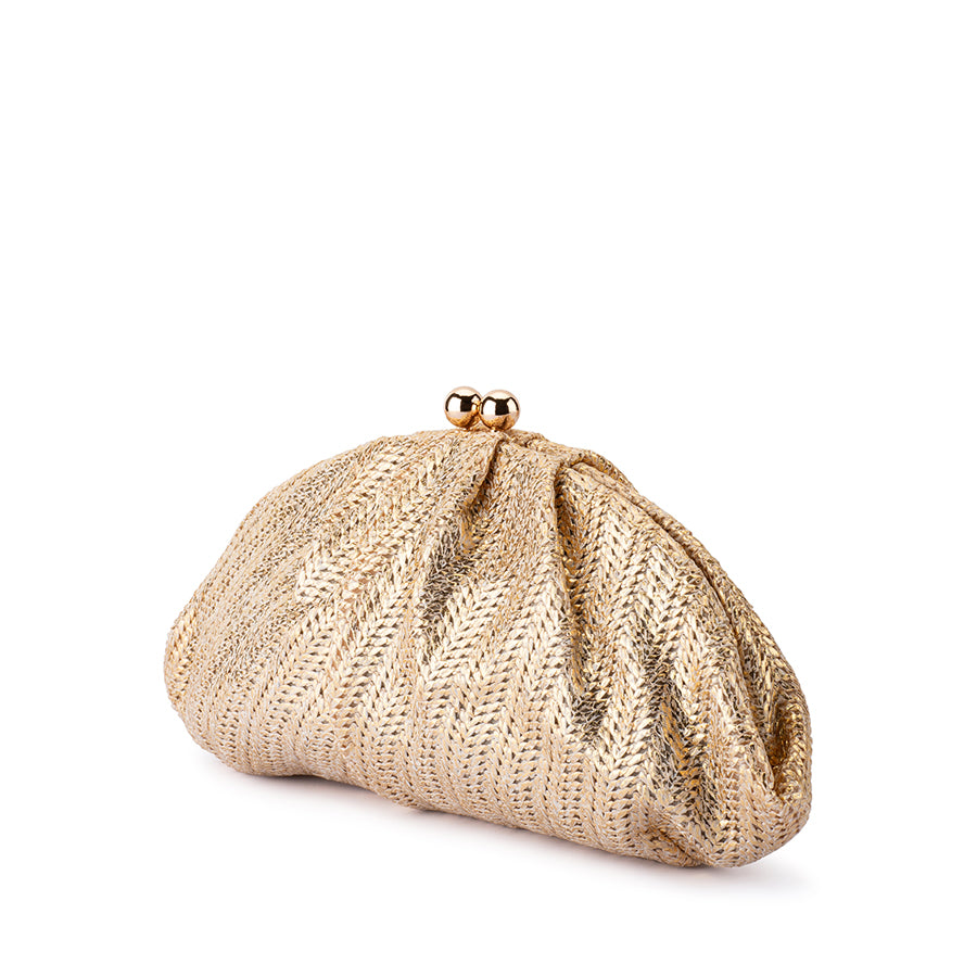 RITA WOVEN CLUTCH - GOLD