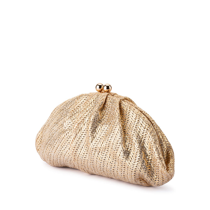 RITA WOVEN CLUTCH - GOLD