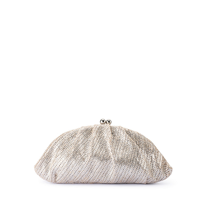 RITA WOVEN CLUTCH - SILVER