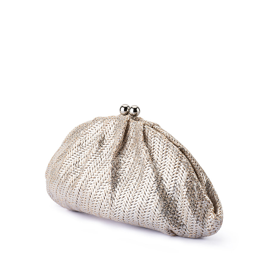 RITA WOVEN CLUTCH - SILVER