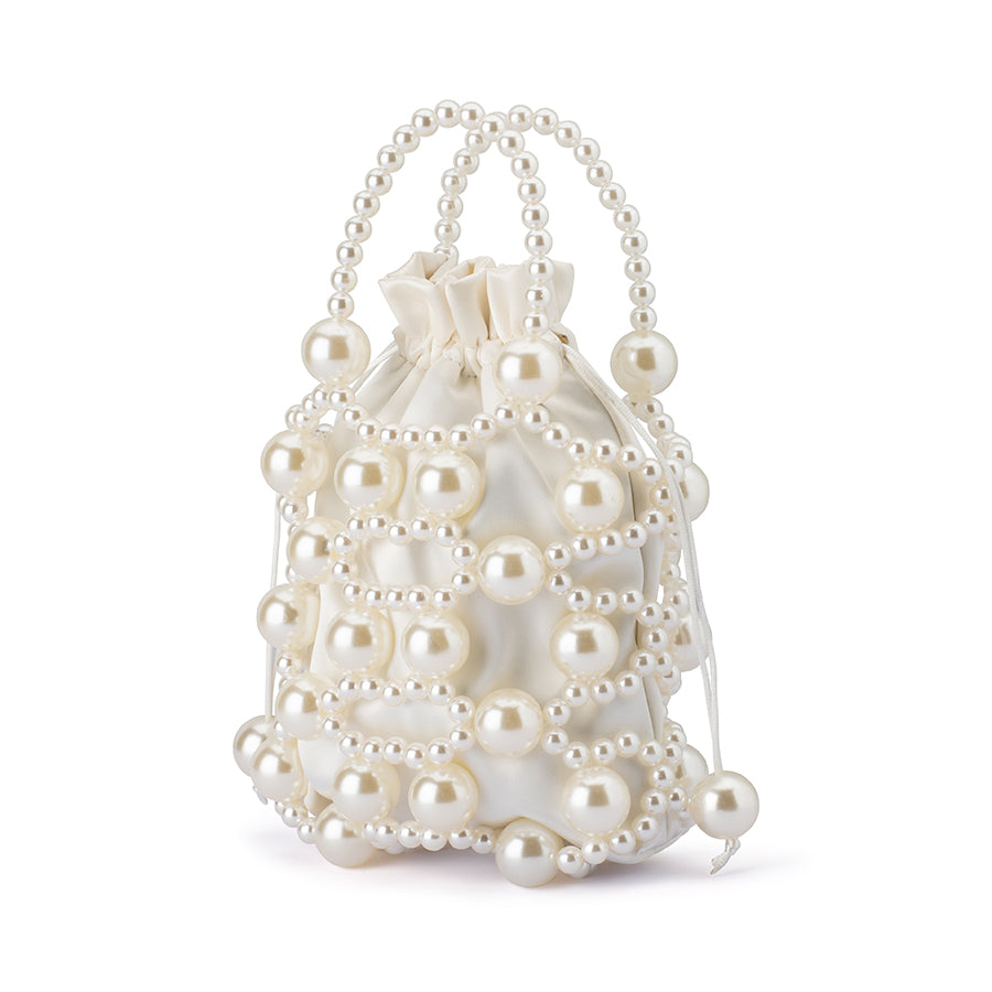 SAMMY BEADED CAGE BAG - PEARL