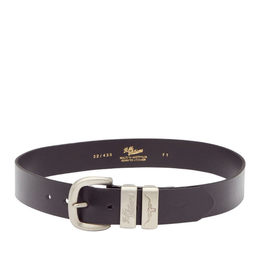 DROVER BELT 1 1/2" 3 PIECE SOLID HIDE LEATHER - BLACK