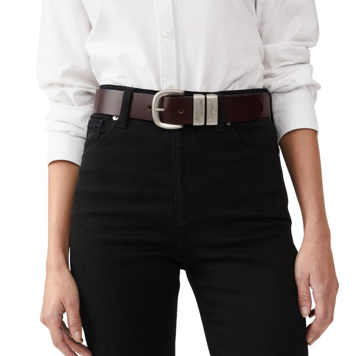 DROVER BELT 1 1/2" 3 PIECE SOLID HIDE LEATHER - CHESTNUT