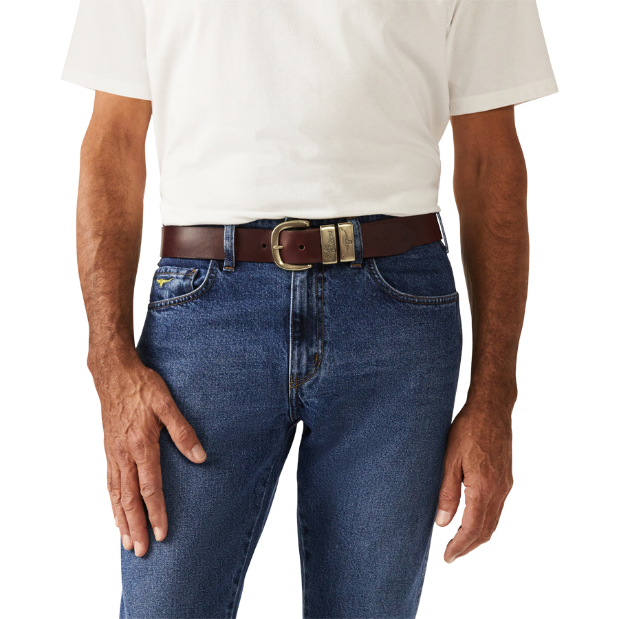 DROVER BELT 1 1/2" DOUBLE BUTT LEATHER - MID BROWN