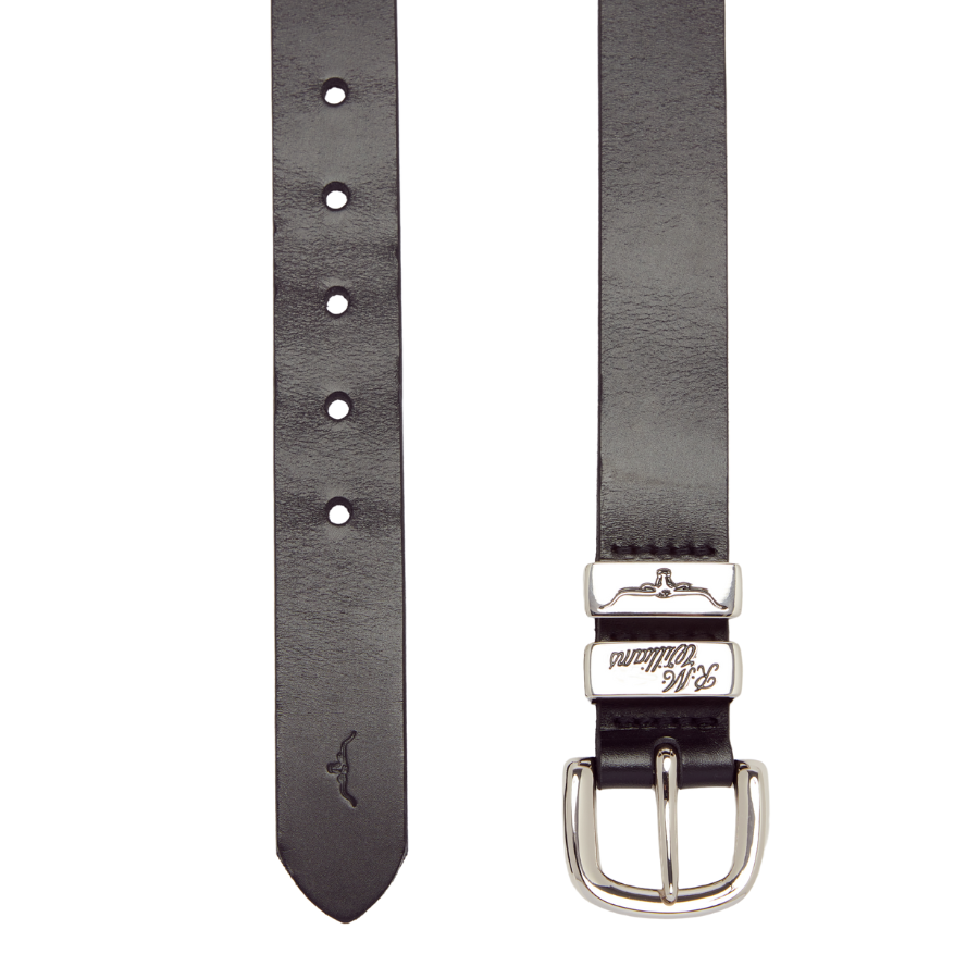 SLIM DROVER BELT 1 1/4" 3 PIECE SOLID HIDE LEATHER - BLACK