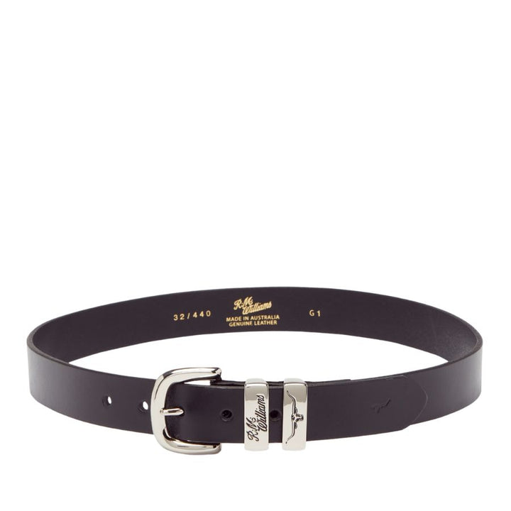 SLIM DROVER BELT 1 1/4" 3 PIECE SOLID HIDE LEATHER - BLACK