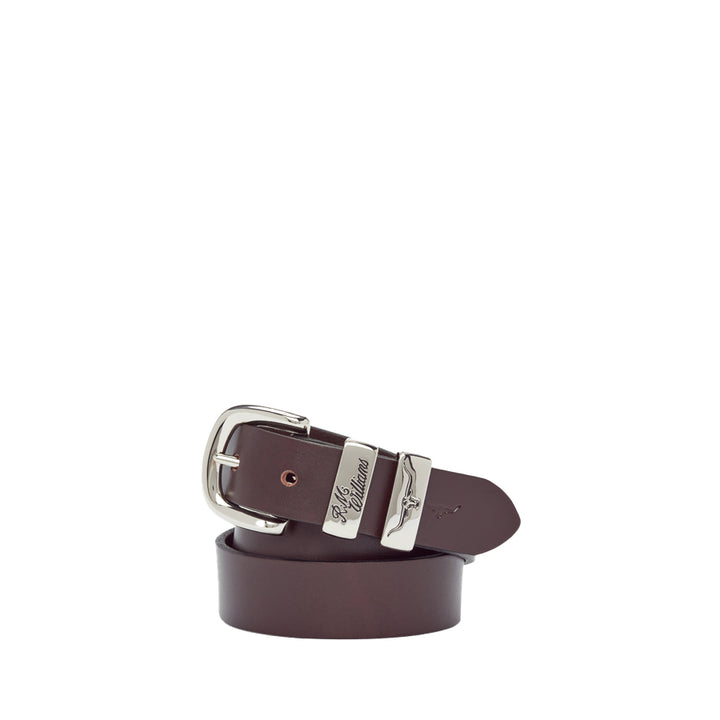 SLIM DROVER BELT 1 1/4" 3 PIECE SOLID HIDE LEATHER - CHESTNUT