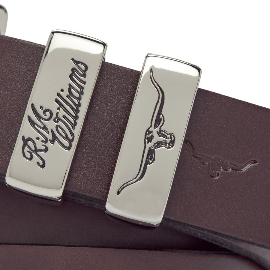 SLIM DROVER BELT 1 1/4" 3 PIECE SOLID HIDE LEATHER - CHESTNUT