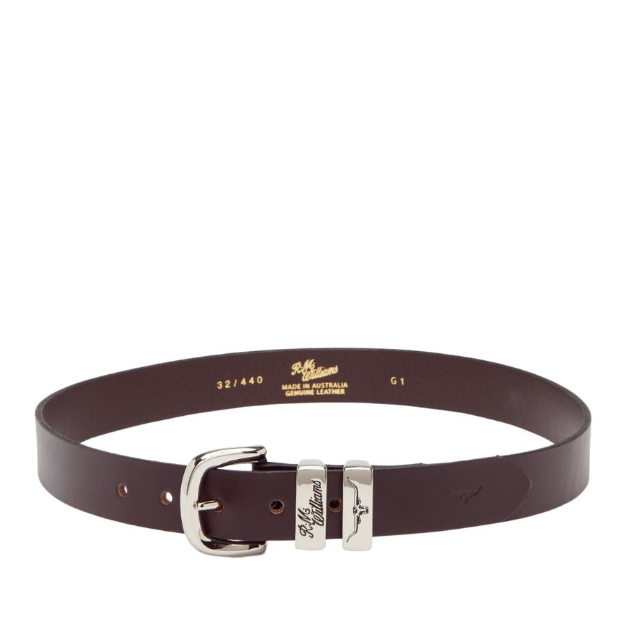 SLIM DROVER BELT 1 1/4" 3 PIECE SOLID HIDE LEATHER - CHESTNUT