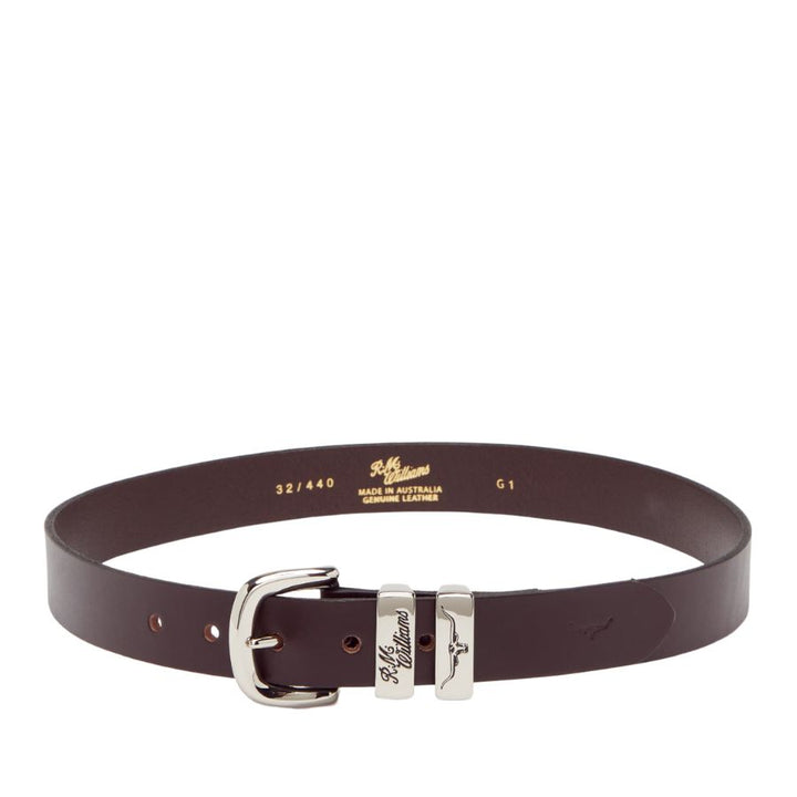 SLIM DROVER BELT 1 1/4" 3 PIECE SOLID HIDE LEATHER - CHESTNUT