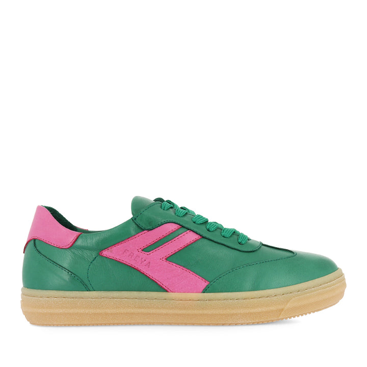 FREYA - GREEN/PINK LEATHER