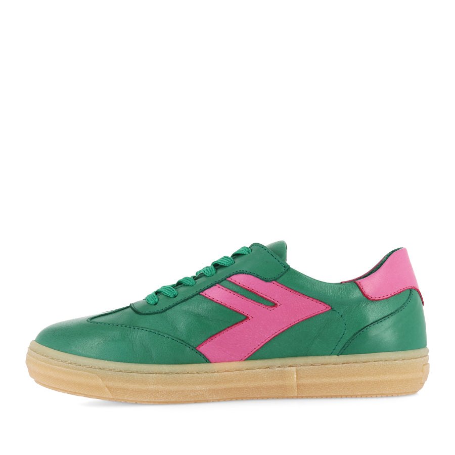 FREYA - GREEN/PINK LEATHER