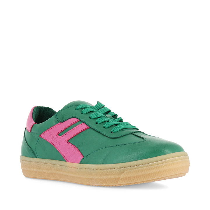 FREYA - GREEN/PINK LEATHER