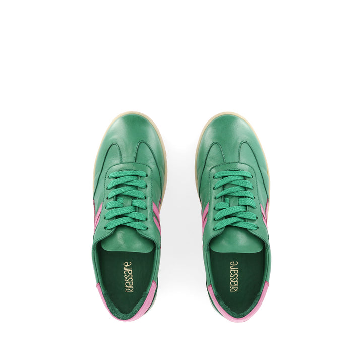 FREYA - GREEN/PINK LEATHER