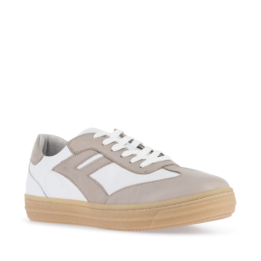 FREYA - WHITE/TAUPE LEATHER