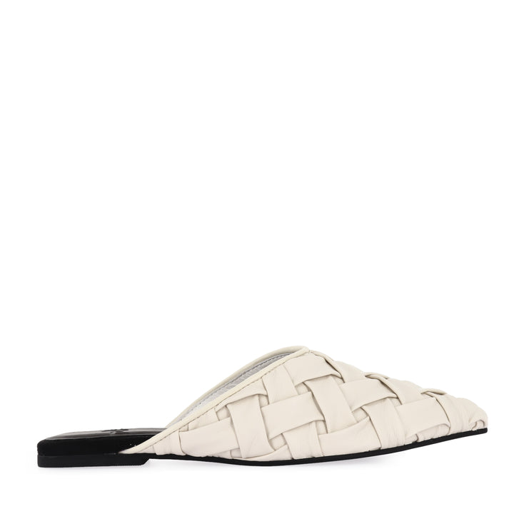 POINTED MULE SOFT - WOVEN WHITE LEATHER