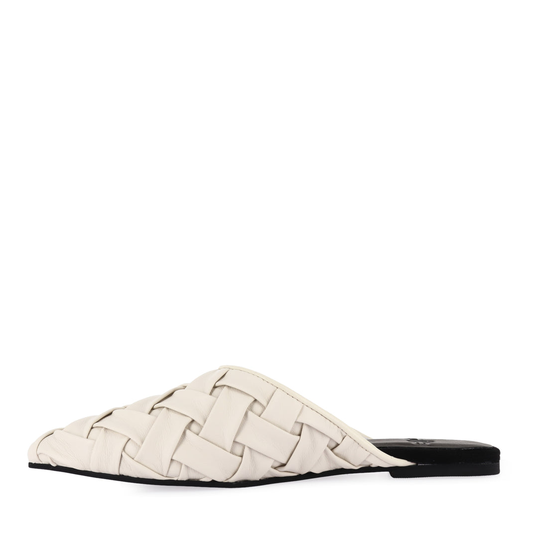 POINTED MULE SOFT - WOVEN WHITE LEATHER