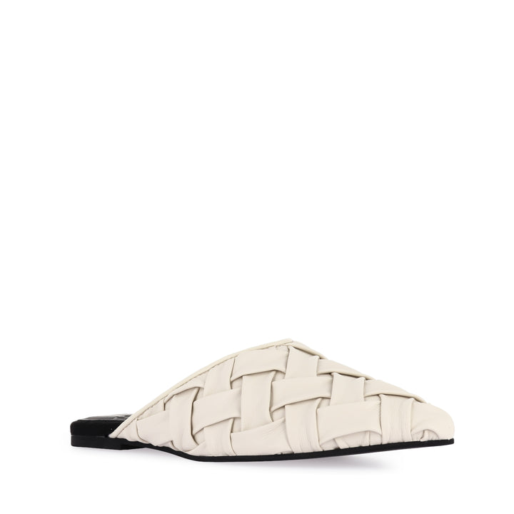 POINTED MULE SOFT - WOVEN WHITE LEATHER