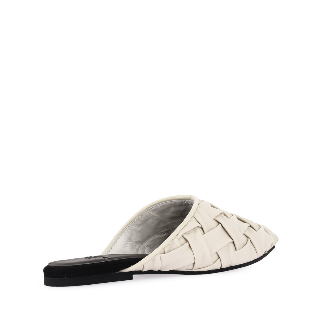 POINTED MULE SOFT - WOVEN WHITE LEATHER