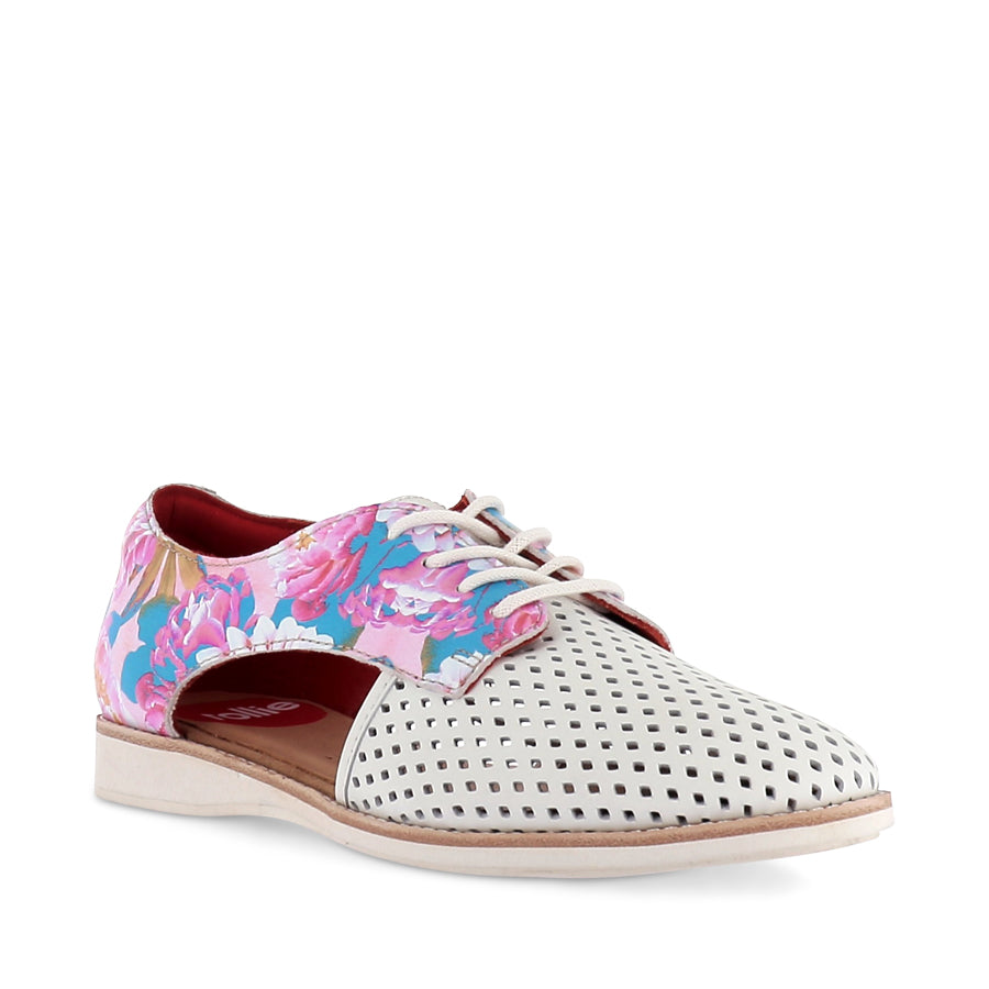 SIDECUT PUNCH SEASONAL - WHITE/PASTEL FLORAL LEATHER