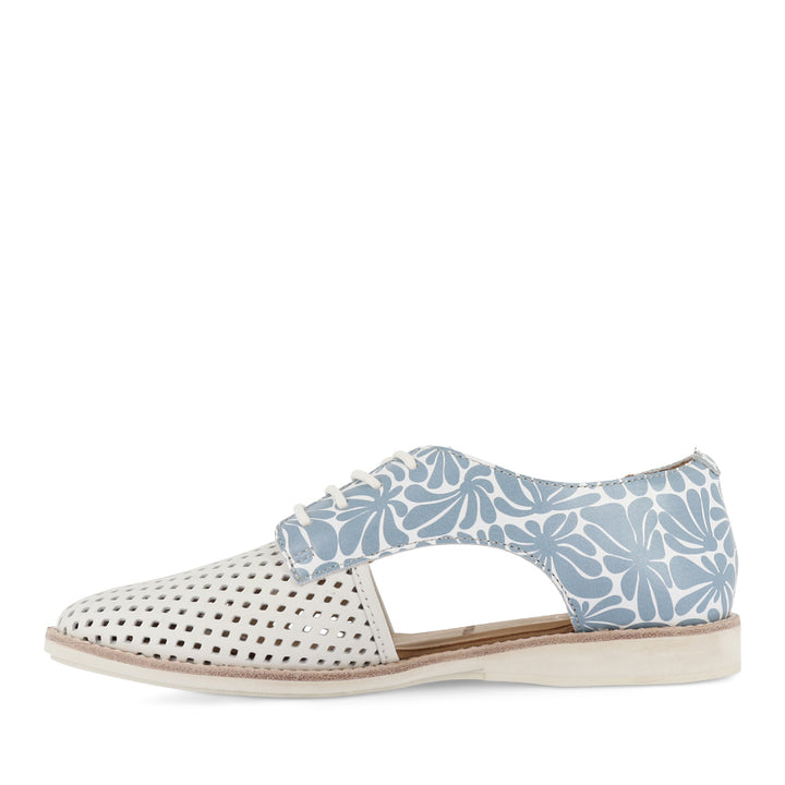 SIDECUT PUNCH - WHITE/STEEL BLUE FLOWER LEATHER